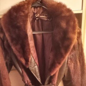 Size 6 Mink and Leather Jacket